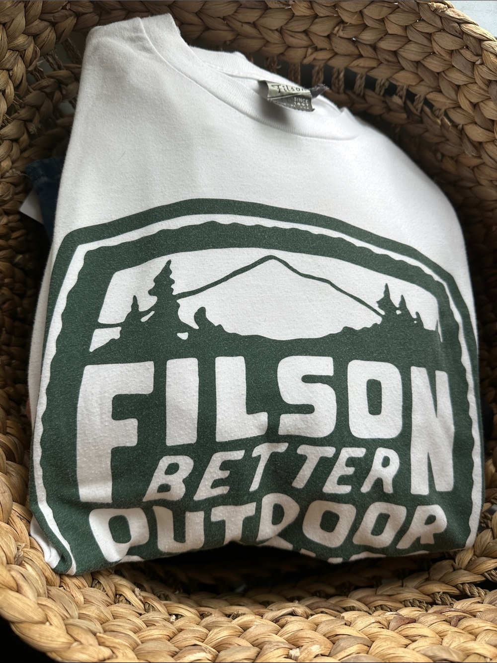 Filson White Short-Sleeve Graphic Tee with Dark Green Logo